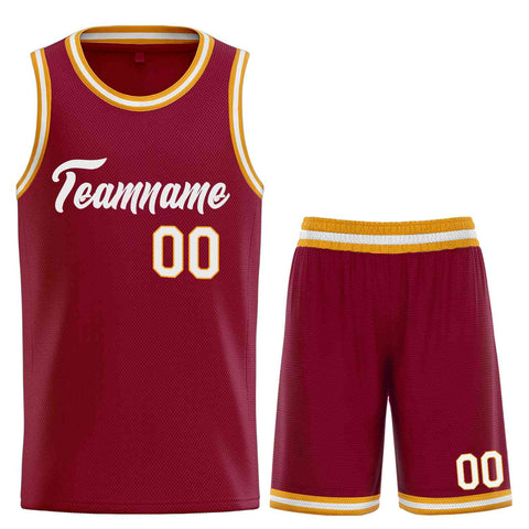 Custom Maroon WhiteHeal Sports Uniform Classic Sets Basketball Jersey