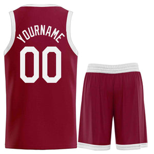 Custom Maroon White Heal Sports Uniform Classic Sets Basketball Jersey