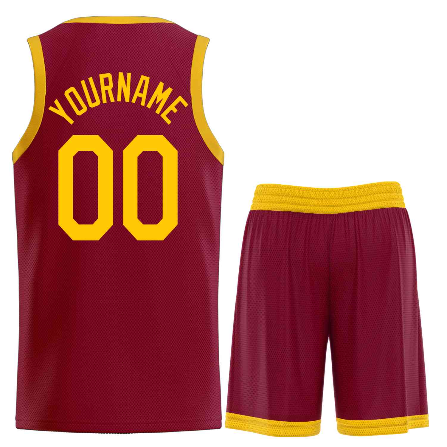 Custom Maroon Yellow Heal Sports Uniform Classic Sets Basketball Jersey