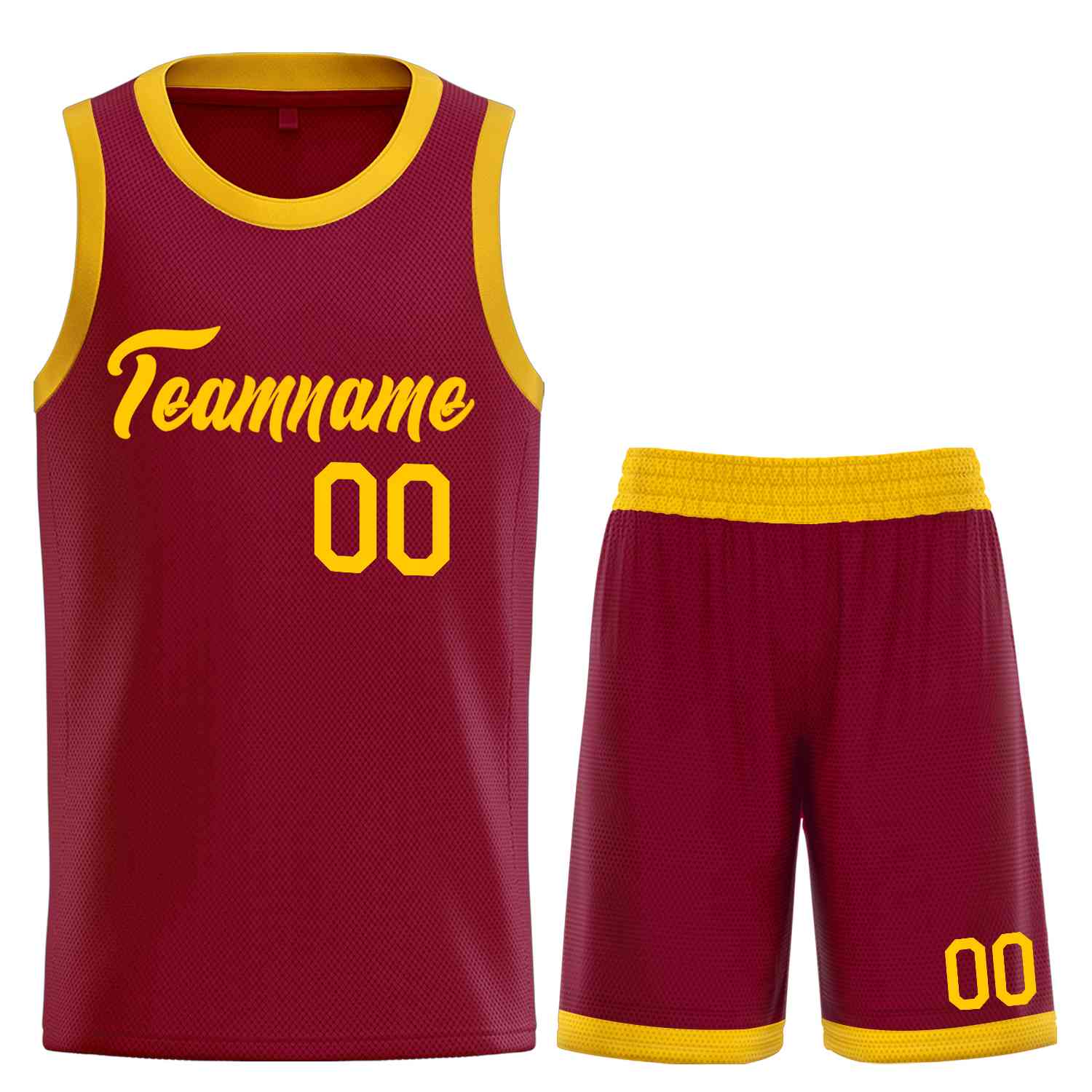 Custom Maroon Yellow Heal Sports Uniform Classic Sets Basketball Jersey