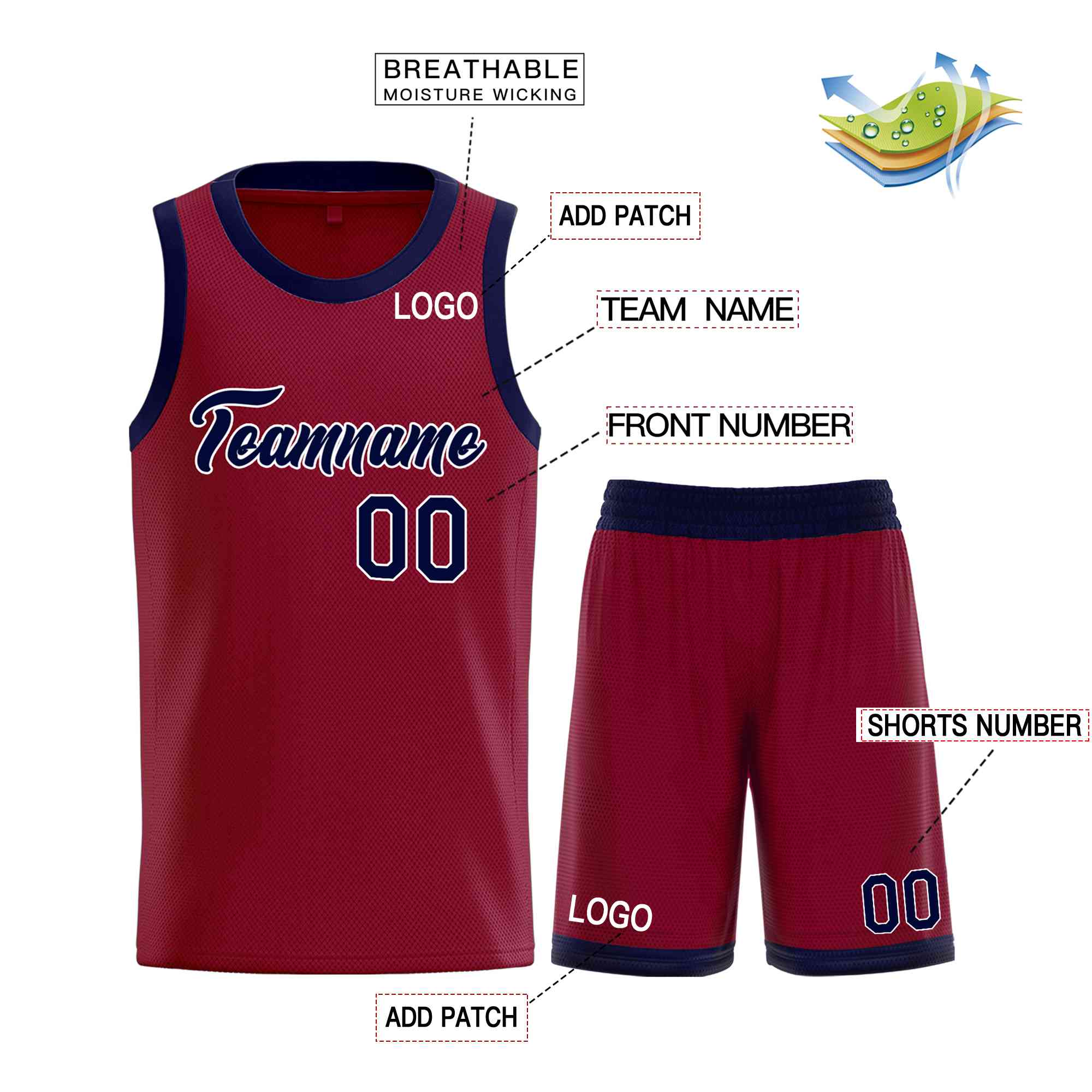 Custom Maroon Navy-White Heal Sports Uniform Classic Sets Basketball Jersey