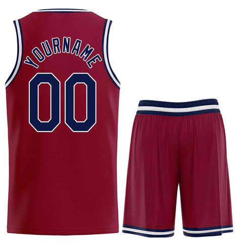 Custom Maroon Navy-White Heal Sports Uniform Classic Sets Basketball Jersey
