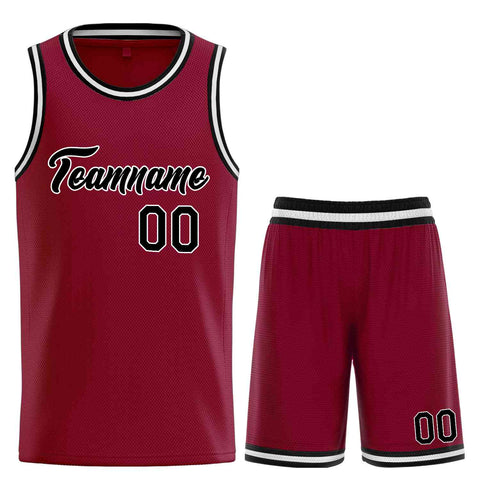 Custom Maroon Black-White Heal Sports Uniform Classic Sets Basketball Jersey