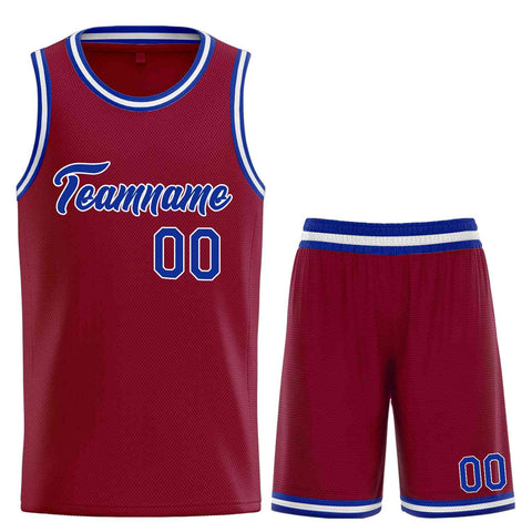 Custom Maroon Royal-White Heal Sports Uniform Classic Sets Basketball Jersey