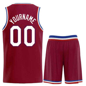 Uniforme de sport de guérison personnalisé marron blanc-rouge, ensembles classiques, maillot de basket-ball