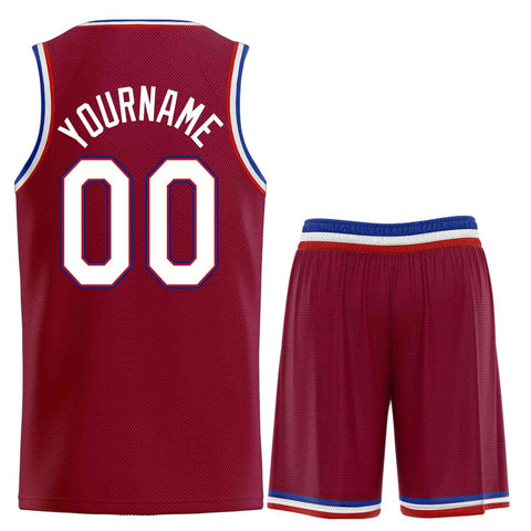 Custom Maroon White-Red Heal Sports Uniform Classic Sets Basketball Jersey
