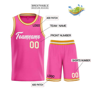 Uniforme de sport de guérison blanc rose personnalisé, ensembles classiques de maillot de basket-ball