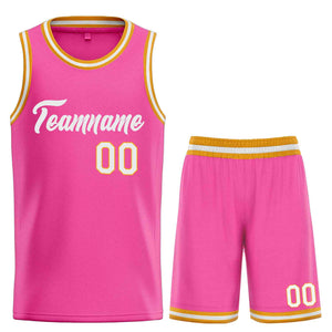 Uniforme de sport de guérison blanc rose personnalisé, ensembles classiques de maillot de basket-ball