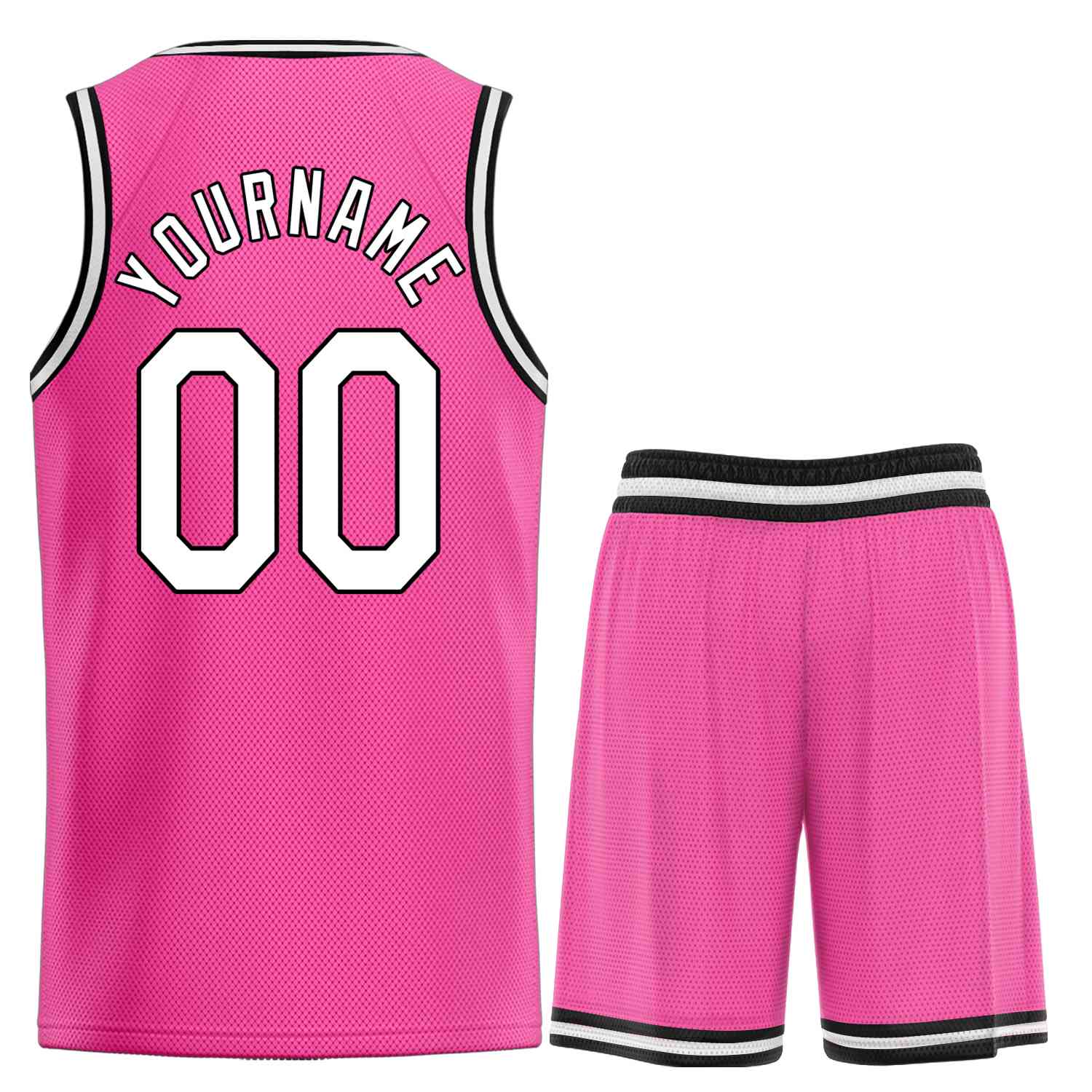 Uniforme de sport personnalisé rose blanc-noir, ensembles classiques, maillot de basket-ball