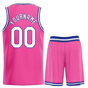 Uniforme de sport personnalisé rose blanc-Royal Heal, ensembles classiques, maillot de basket-ball