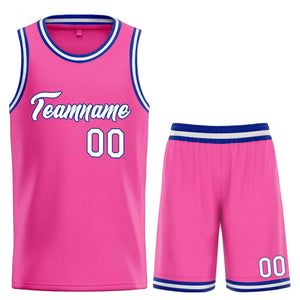 Uniforme de sport personnalisé rose blanc-Royal Heal, ensembles classiques, maillot de basket-ball