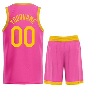 Uniforme de sport de guérison jaune rose personnalisé, ensembles classiques de maillot de basket-ball