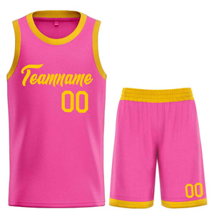 Uniforme de sport de guérison jaune rose personnalisé, ensembles classiques de maillot de basket-ball