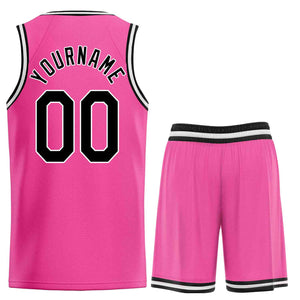 Uniforme de sport personnalisé rose noir-blanc, ensembles classiques de basket-ball, maillot de basket-ball