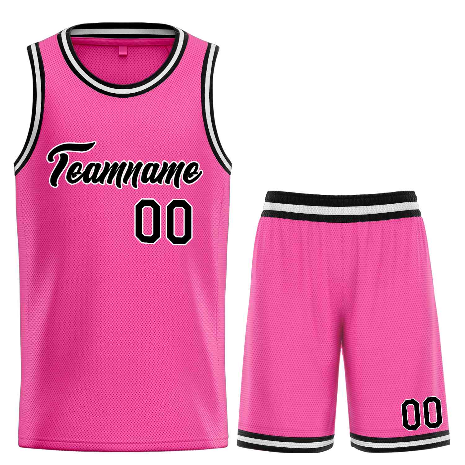 Uniforme de sport personnalisé rose noir-blanc, ensembles classiques de basket-ball, maillot de basket-ball