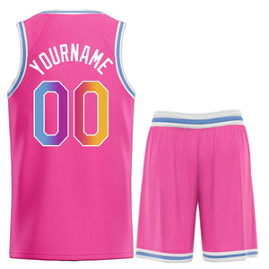 Uniforme de sport personnalisé rose poudre bleu-blanc, ensembles classiques, maillot de basket-ball