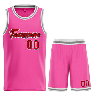 Uniforme de sport personnalisé rose marron-noir, ensembles classiques, maillot de basket-ball