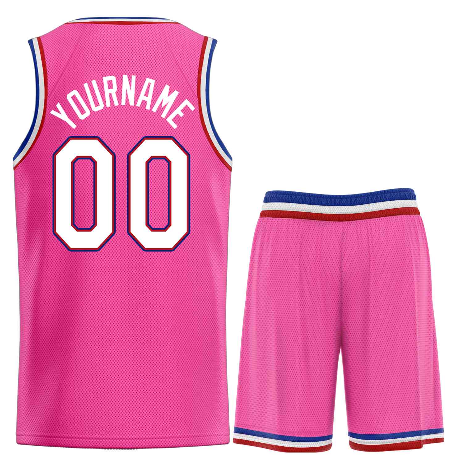 Uniforme de sport personnalisé rose blanc-rouge, ensembles classiques de basket-ball, maillot de basket-ball