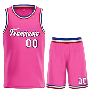 Uniforme de sport personnalisé rose blanc-rouge, ensembles classiques de basket-ball, maillot de basket-ball