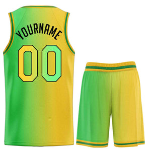 Custom Yellow Green-Black Gradient Fashion Sets Sports Uniform Basketball Jersey