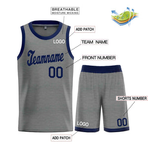 Custom Dark Gray Navy Classic Sets Sports Uniform Basketball Jersey