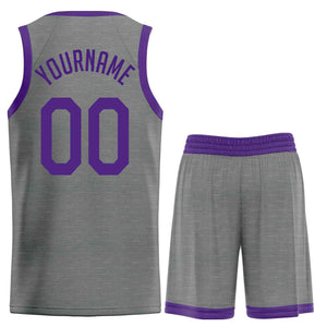 Custom Dark Gray Purple Classic Sets Sports Uniform Basketball Jersey