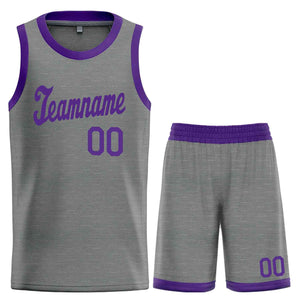 Custom Dark Gray Purple Classic Sets Sports Uniform Basketball Jersey