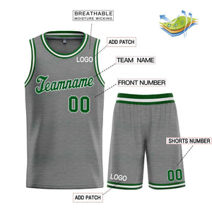 Custom Dark Gray Green-White Classic Sets Sports Uniform Basketball Jersey