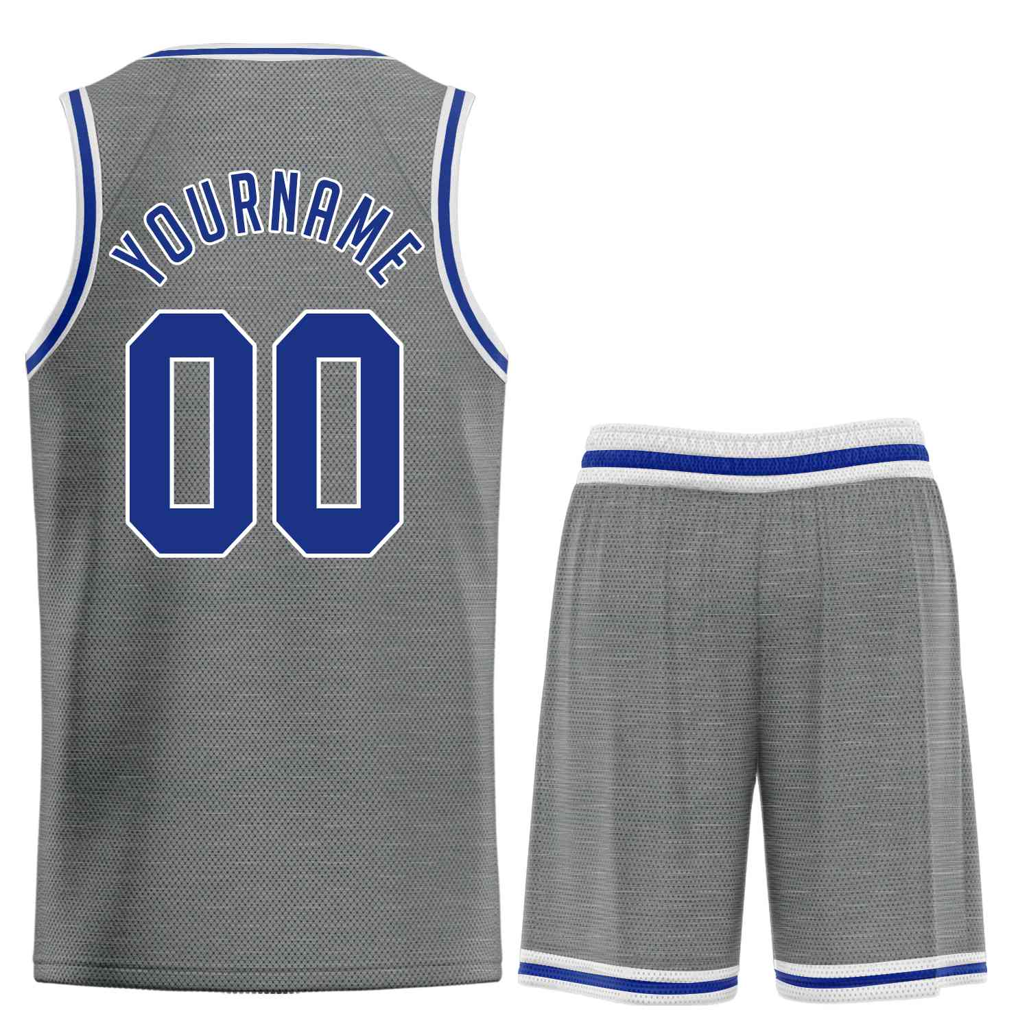 Maillot de basket-ball uniforme de sport, ensembles classiques gris foncé Royal-blanc personnalisés