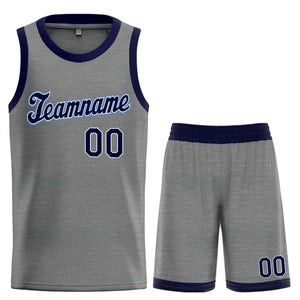 Maillot de basket-ball uniforme de sport, ensembles classiques gris foncé et blanc marine personnalisés