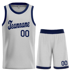 Custom Gray Navy Classic Sets Sports Uniform Basketball Jersey