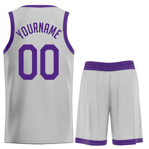 Le classique violet gris personnalisé définit le maillot de basket-ball uniforme de sport