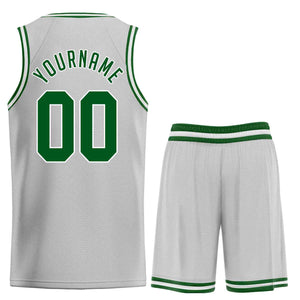 Custom Gray Green-White Classic Sets Sports Uniform Basketball Jersey