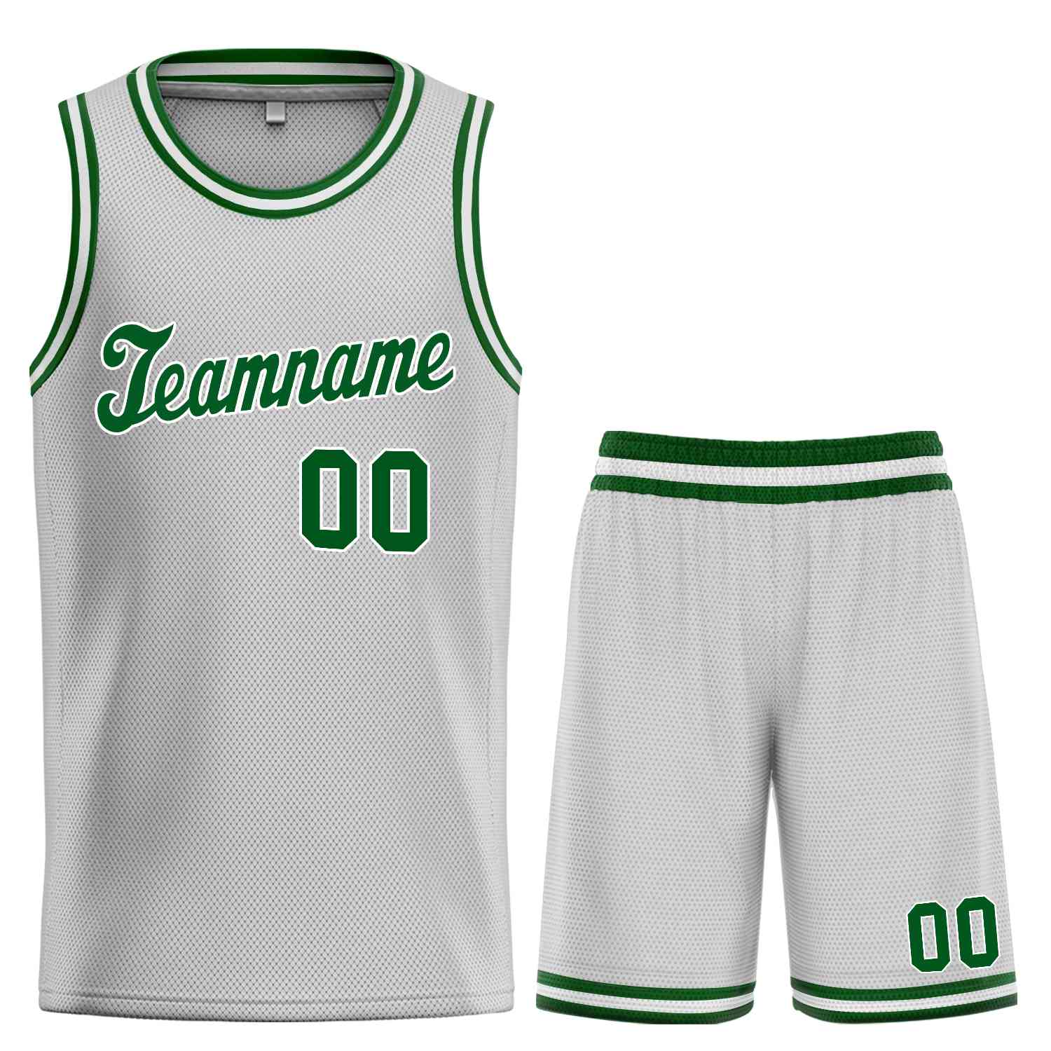 Ensembles classiques gris vert-blanc personnalisés, maillot de basket-ball uniforme de sport