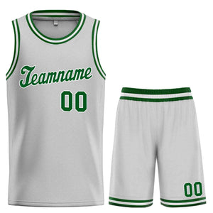 Custom Gray Green-White Classic Sets Sports Uniform Basketball Jersey