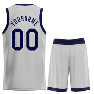 Custom Gray Navy-Powder Blue Classic Sets Sports Uniform Basketball Jersey