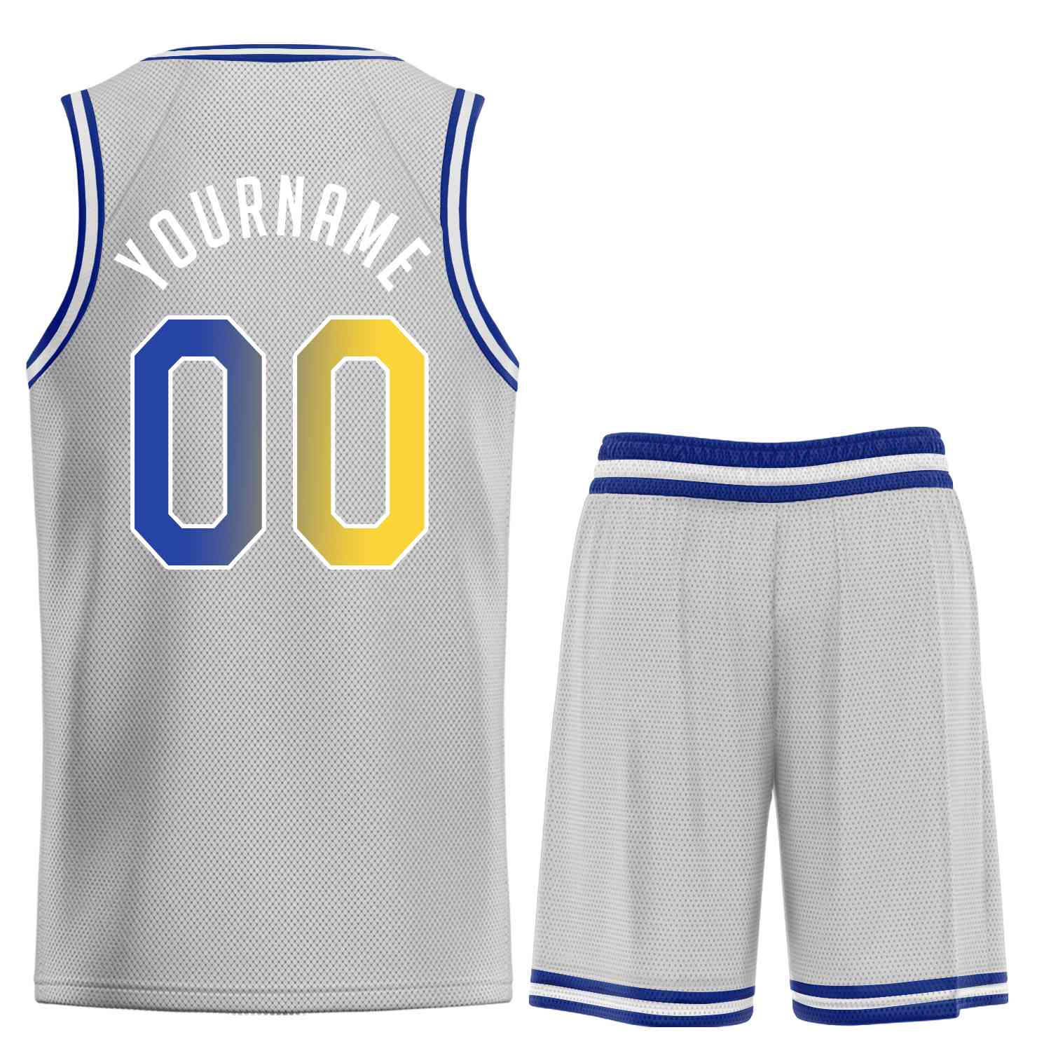 Ensembles classiques gris jaune-blanc personnalisés, maillot de basket-ball uniforme de sport