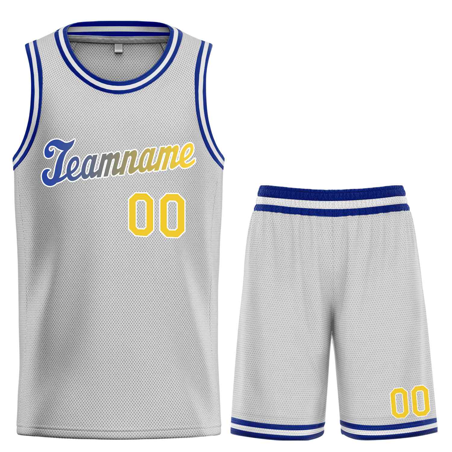 Ensembles classiques gris jaune-blanc personnalisés, maillot de basket-ball uniforme de sport