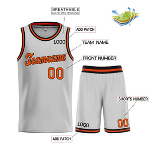 Maillot de basket-ball uniforme de sport, ensembles classiques gris Orange-noir personnalisés