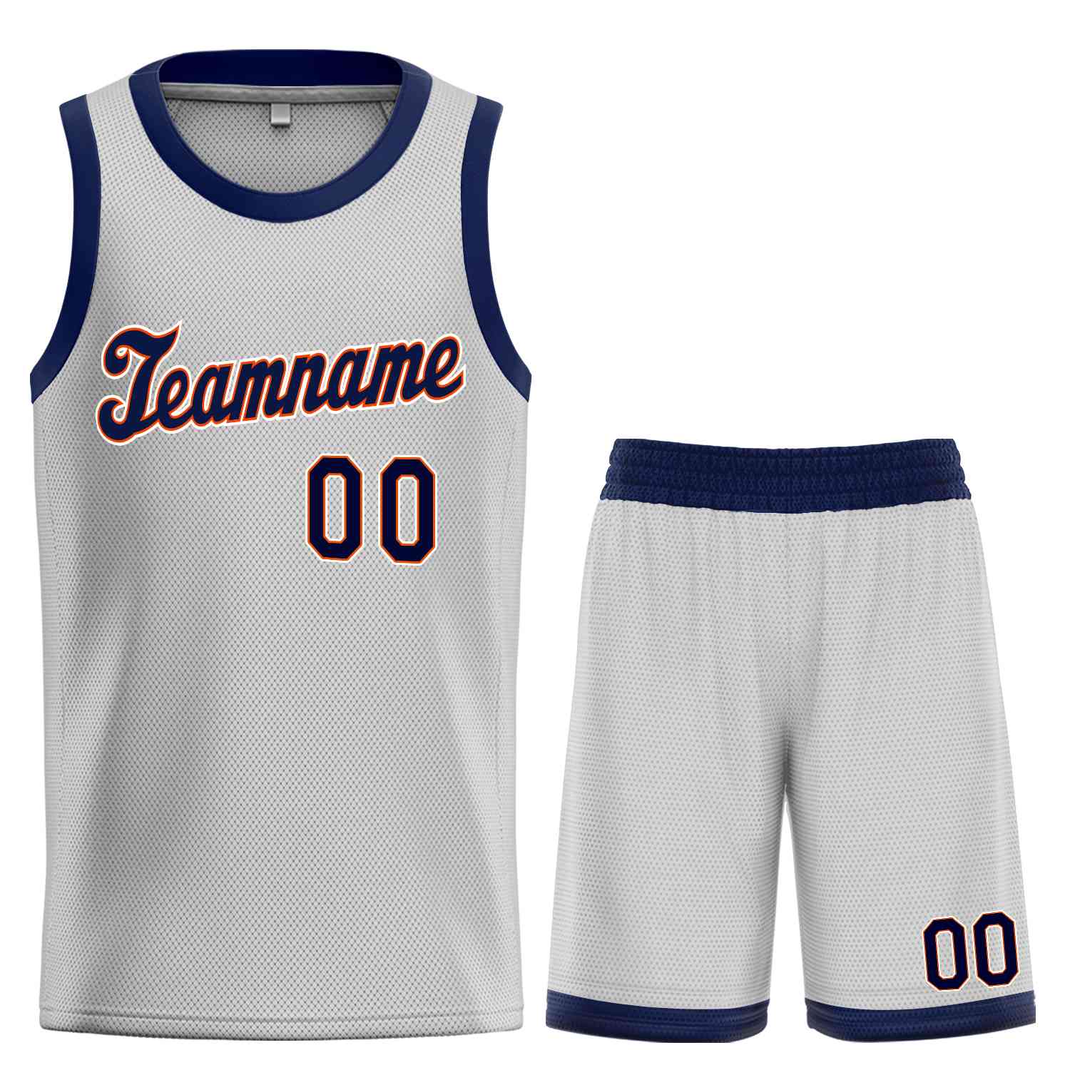 Maillot de basket-ball uniforme de sport, ensembles classiques gris marine-Orange personnalisés