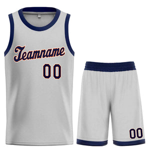 Custom Gray Navy-Orange Classic Sets Sports Uniform Basketball Jersey