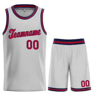 Custom Gray Maroon-Navy Classic Sets Sports Uniform Basketball Jersey