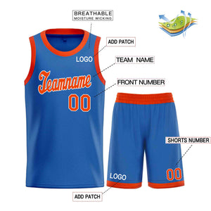 Custom Blue Orange-White Classic Sets Sports Uniform Basketball Jersey