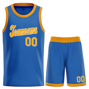 Ensembles classiques bleu jaune-blanc personnalisés, maillot de basket-ball uniforme de sport