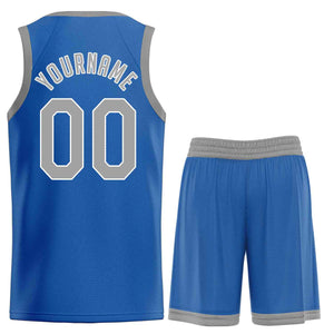 Ensembles classiques bleu gris-blanc personnalisés, maillot de basket-ball uniforme de sport