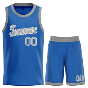 Ensembles classiques bleu gris-blanc personnalisés, maillot de basket-ball uniforme de sport