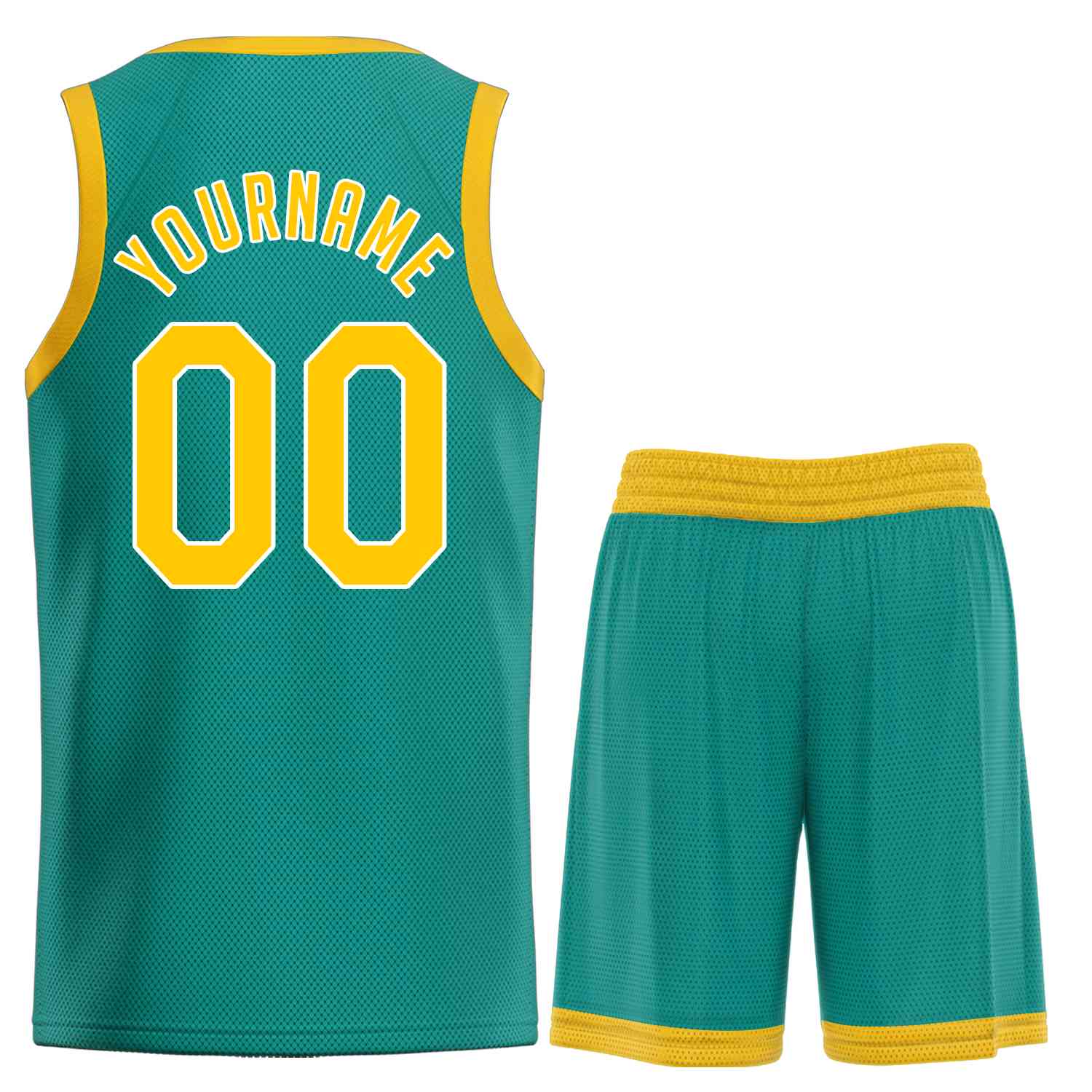 Custom Teal Yellow-White Classic Sets Sports Uniform Basketball Jersey