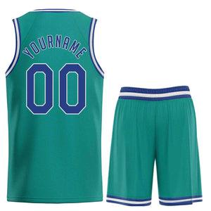 Custom Teal Royal-White Classic définit un maillot de basket-ball uniforme de sport