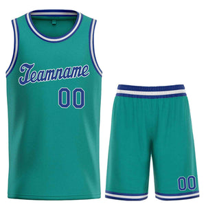 Custom Teal Royal-White Classic Sets Sports Uniform Basketball Jersey