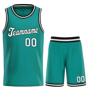 Custom Teal White-Black Classic Sets Sports Uniform Basketball Jersey